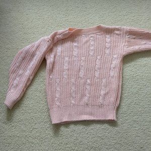 vintage 80s cable knit blush pink boatneck sweater EUC